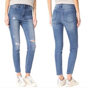 Ksubi High N Waisted Distressed Medium/Dark Washed Bestie Blue Skinny Jeans